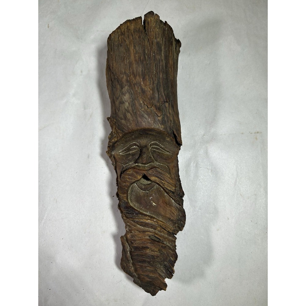 Vintage Hand Carved Wooden Signed Rocky Wizard Tree Spirit Old Man Wood Folk Art